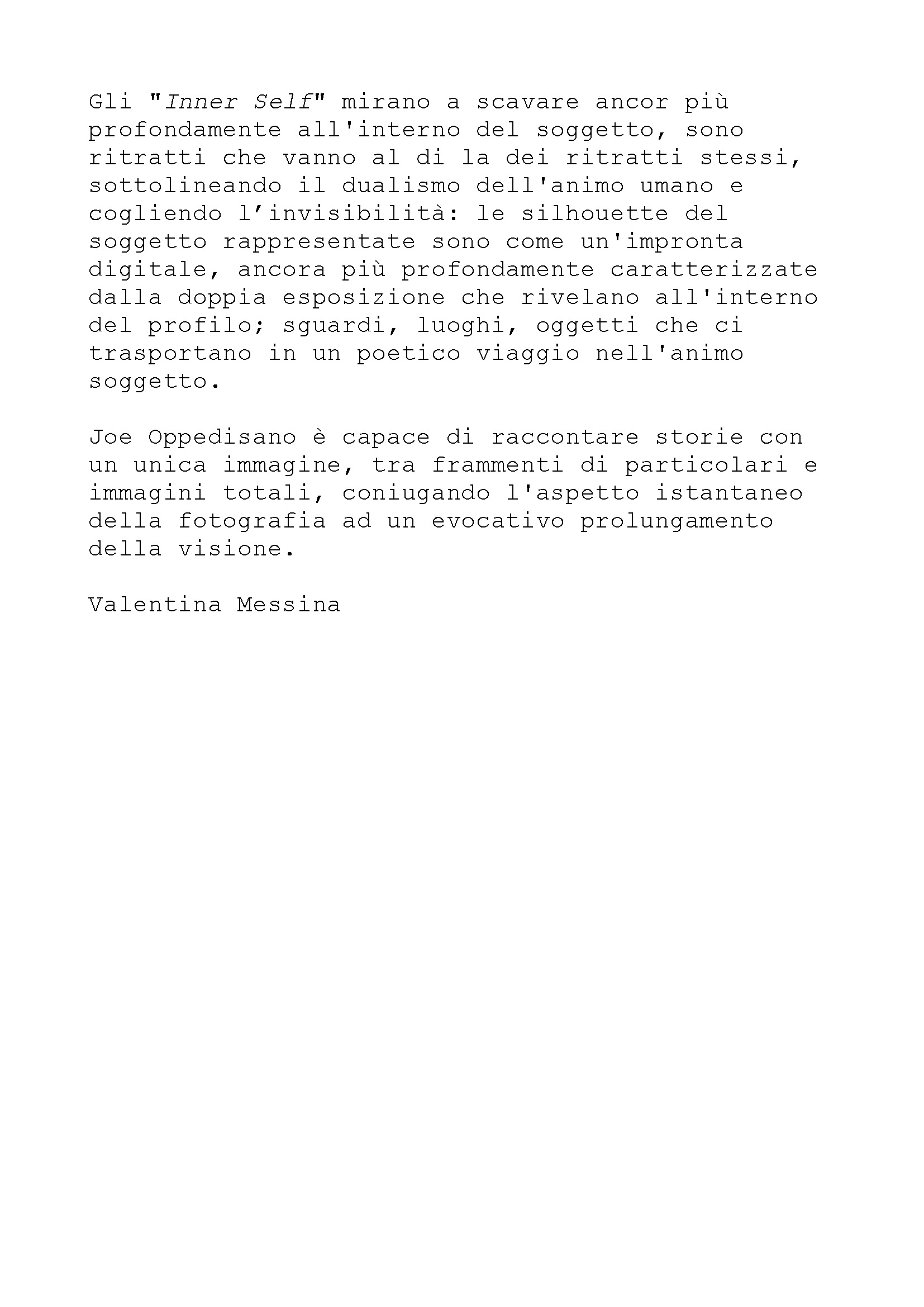 testo critico di valentina messina