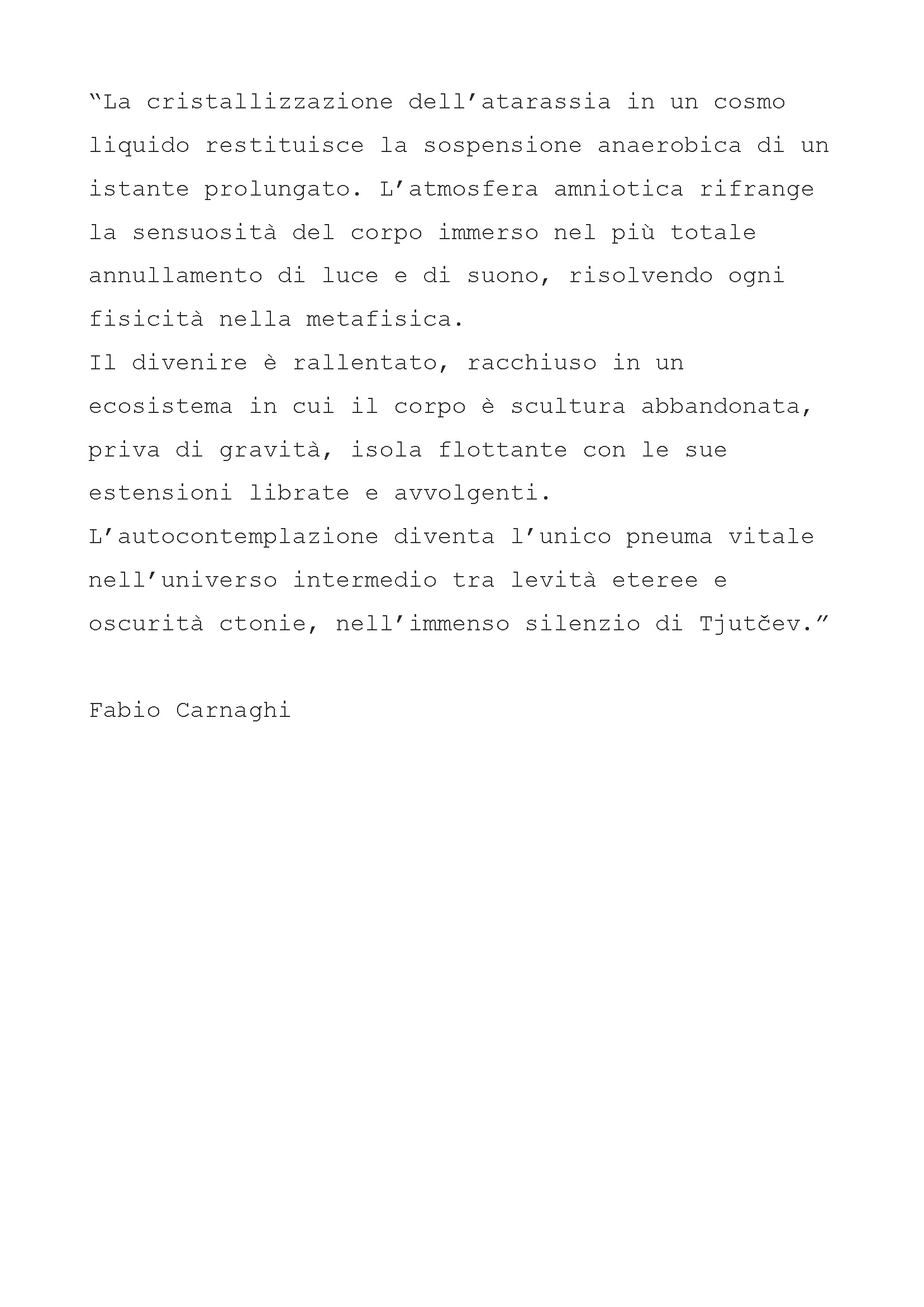Testo critico di Fabio Carnaghi, Ultrafilosofia