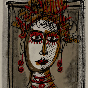 Digital Paintings – Donna Con Orecchini Rossi